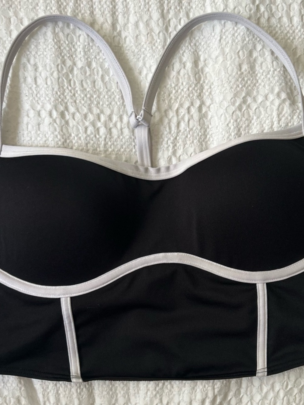 Victoria’s Secret PINK Sports Bra Push Up Long Line Padded Size L Black White